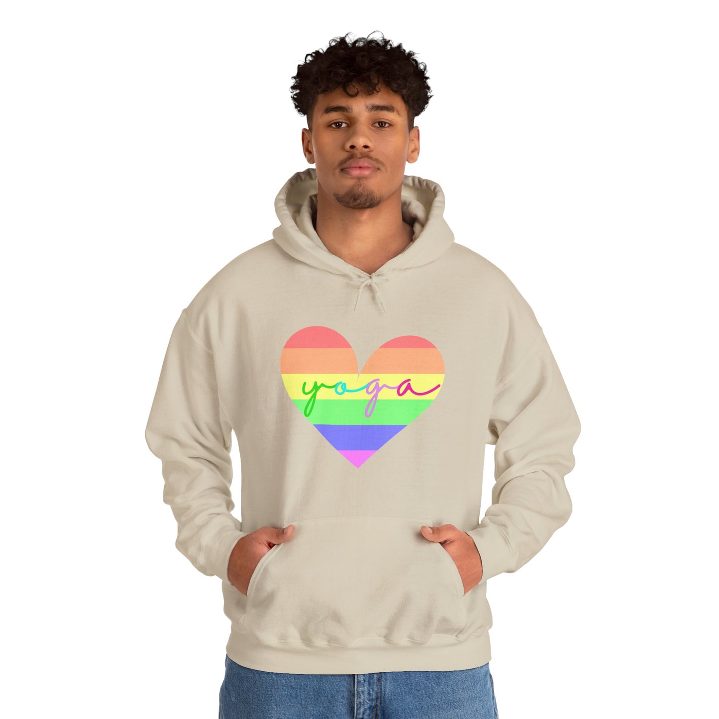 Rainbow Heart Yoga Hoodie | Meditation Chakras | Spiritual Apparel Breathwork | Gift For Him or Her | Unisex Men & Women's Hoodie