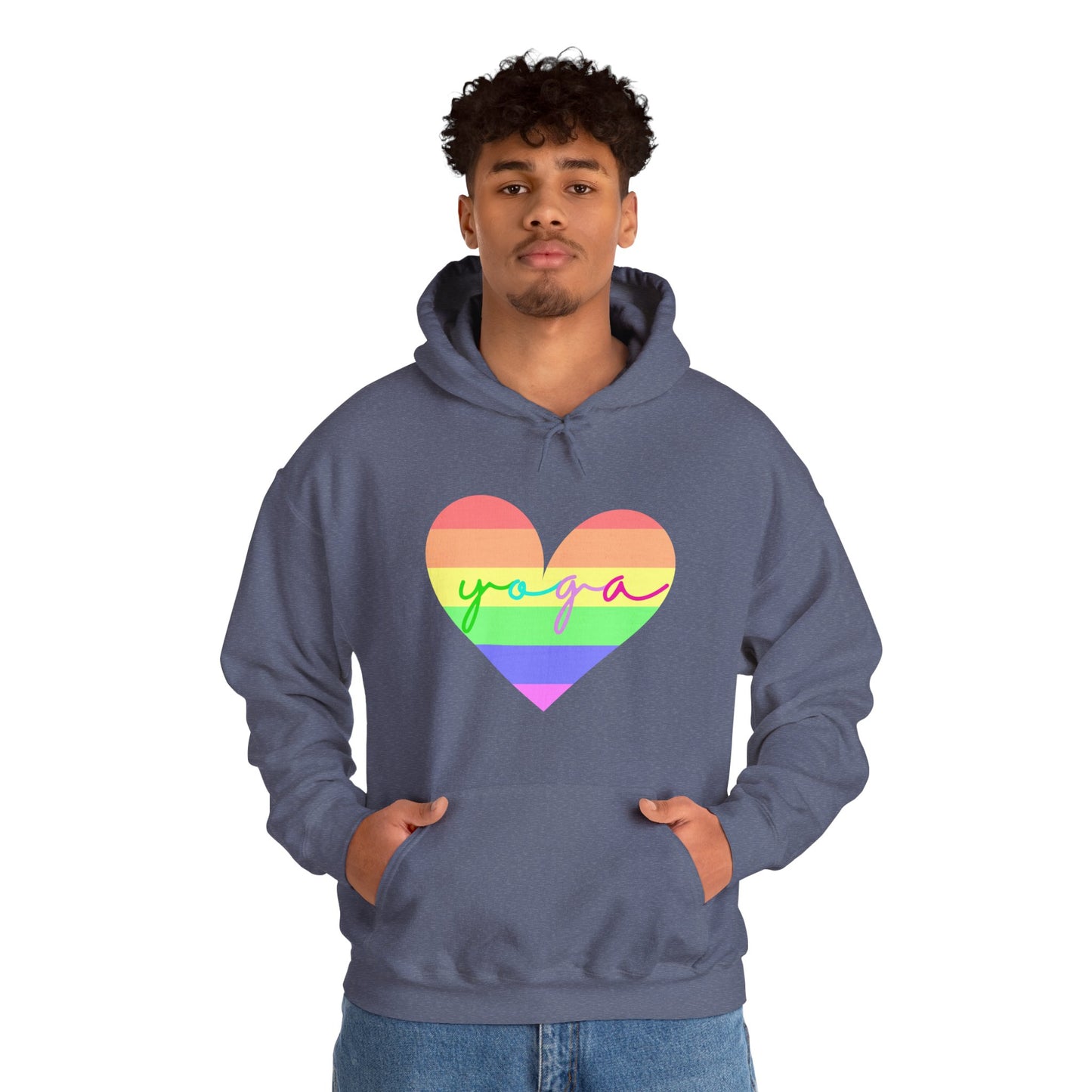 Rainbow Heart Yoga Hoodie | Meditation Chakras | Spiritual Apparel Breathwork | Gift For Him or Her | Unisex Men & Women's Hoodie