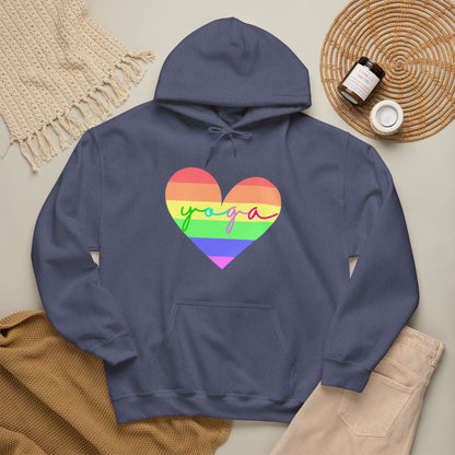 Rainbow Heart Yoga Hoodie | Meditation Chakras | Spiritual Apparel Breathwork | Gift For Him or Her | Unisex Men & Women's Hoodie