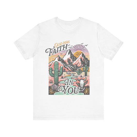 Rugged Mountains Faith Tee | Christian Apparel | Spiritual Gifts for Him or Her | Unisex Men & Women's T-Shirt | Jesus Bible Verse Shirt