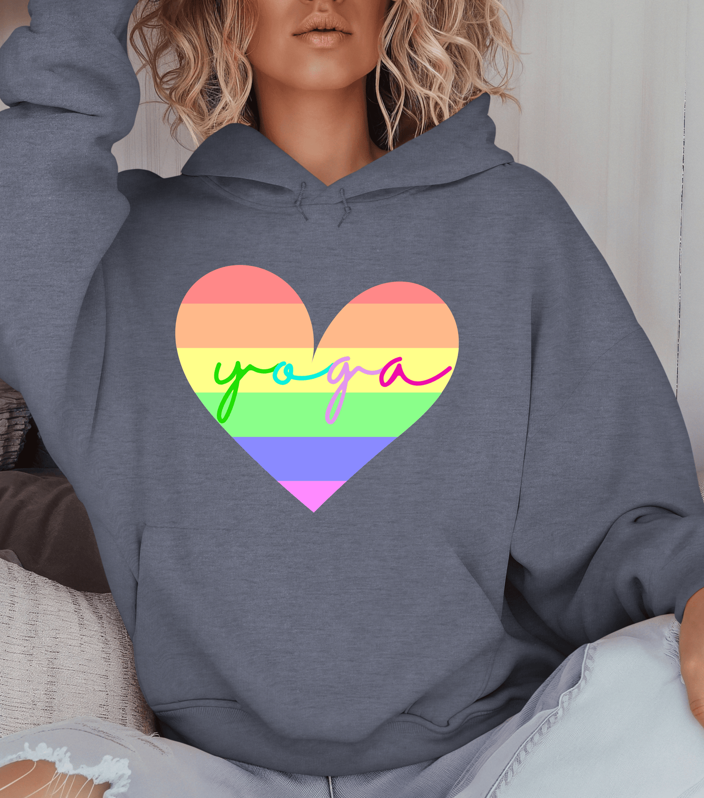 Rainbow Heart Yoga Hoodie | Meditation Chakras | Spiritual Apparel Breathwork | Gift For Him or Her | Unisex Men & Women's Hoodie