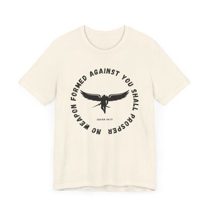 No Weapon Formed Against You | Isaiah Bible Verse | Gift for Him or Her | Christian Aesthetic Apparel | Unisex Men & Women's T-Shirt