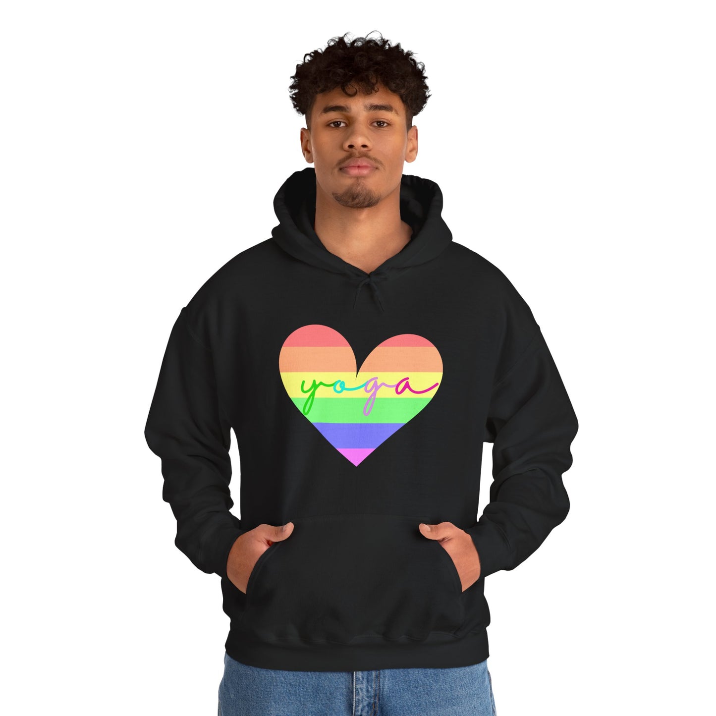 Rainbow Heart Yoga Hoodie | Meditation Chakras | Spiritual Apparel Breathwork | Gift For Him or Her | Unisex Men & Women's Hoodie