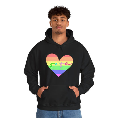 Rainbow Heart Yoga Hoodie | Meditation Chakras | Spiritual Apparel Breathwork | Gift For Him or Her | Unisex Men & Women's Hoodie