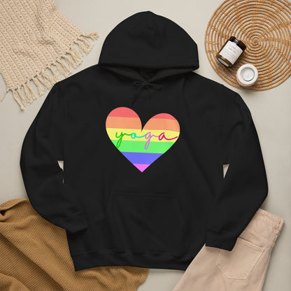 Rainbow Heart Yoga Hoodie | Meditation Chakras | Spiritual Apparel Breathwork | Gift For Him or Her | Unisex Men & Women's Hoodie