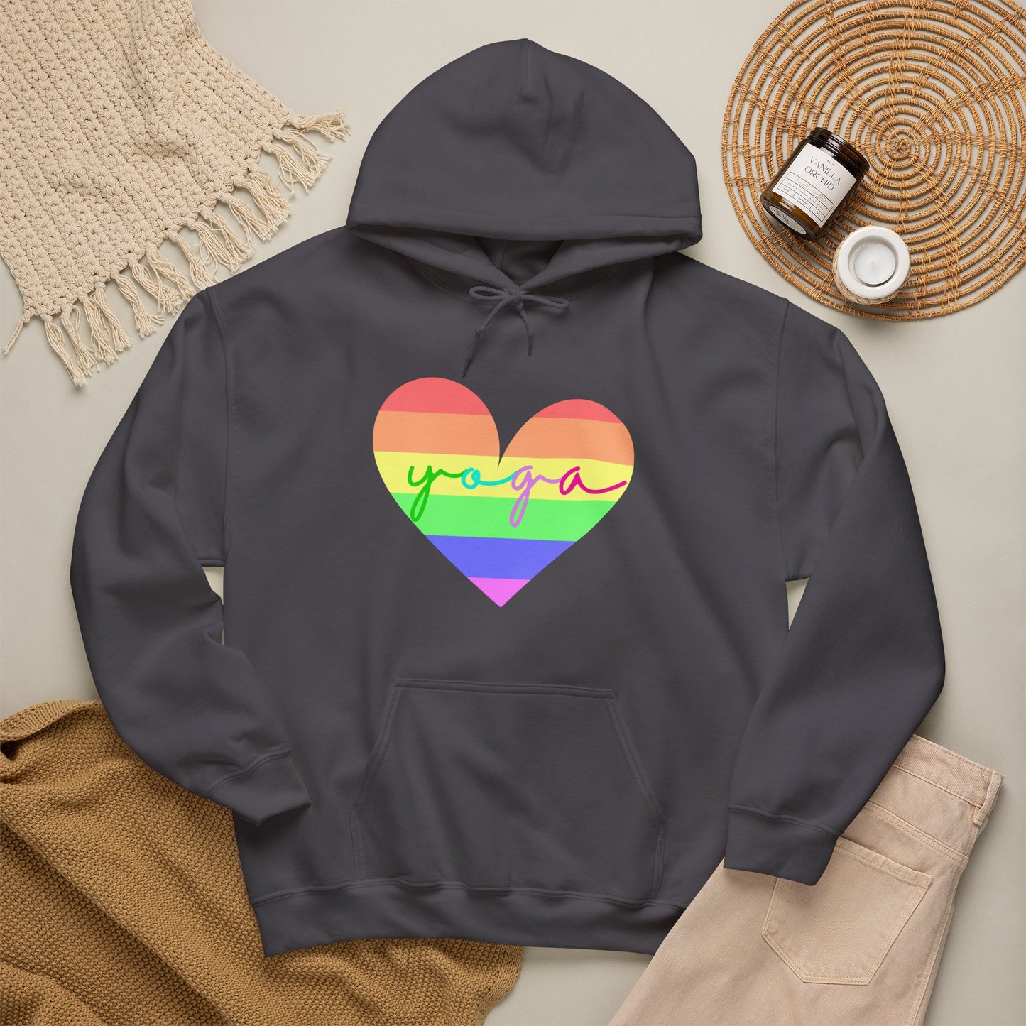 Rainbow Heart Yoga Hoodie | Meditation Chakras | Spiritual Apparel Breathwork | Gift For Him or Her | Unisex Men & Women's Hoodie