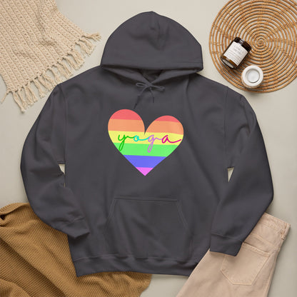 Rainbow Heart Yoga Hoodie | Meditation Chakras | Spiritual Apparel Breathwork | Gift For Him or Her | Unisex Men & Women's Hoodie