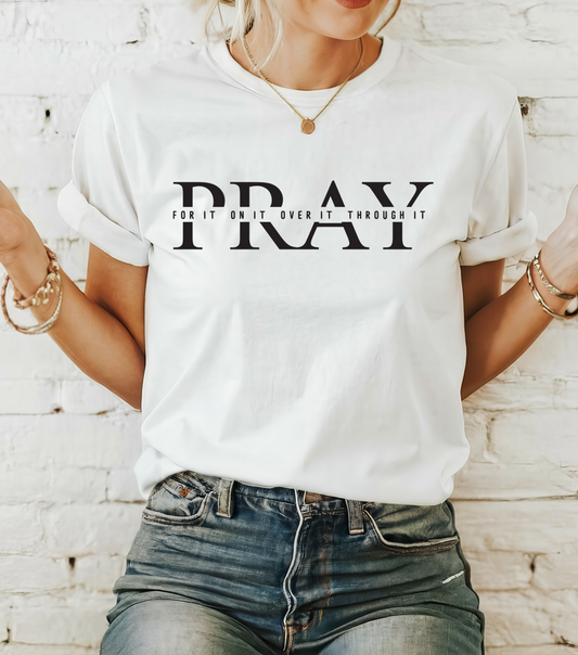 PRAY Tee | Christian Aesthetic Apparel | Spiritual Gift for Him or Her | Unisex Men & Women's T-Shirt | Jesus Bible Prayer Shirt