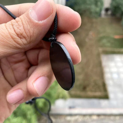 Black Russia Shungite Pendant Natural Crystal Schungite Necklace 3D Pattern Reiki Stones For Cleansing Meditation Yoga Fengshui
