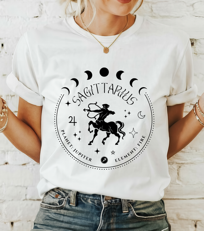 Sagittarius Zodiac Constellation T-Shirt | Star Sign Symbol | Spiritual Tees | Gift For Him or Her | Unisex Men & Women's T-Shirt | 5D Tees