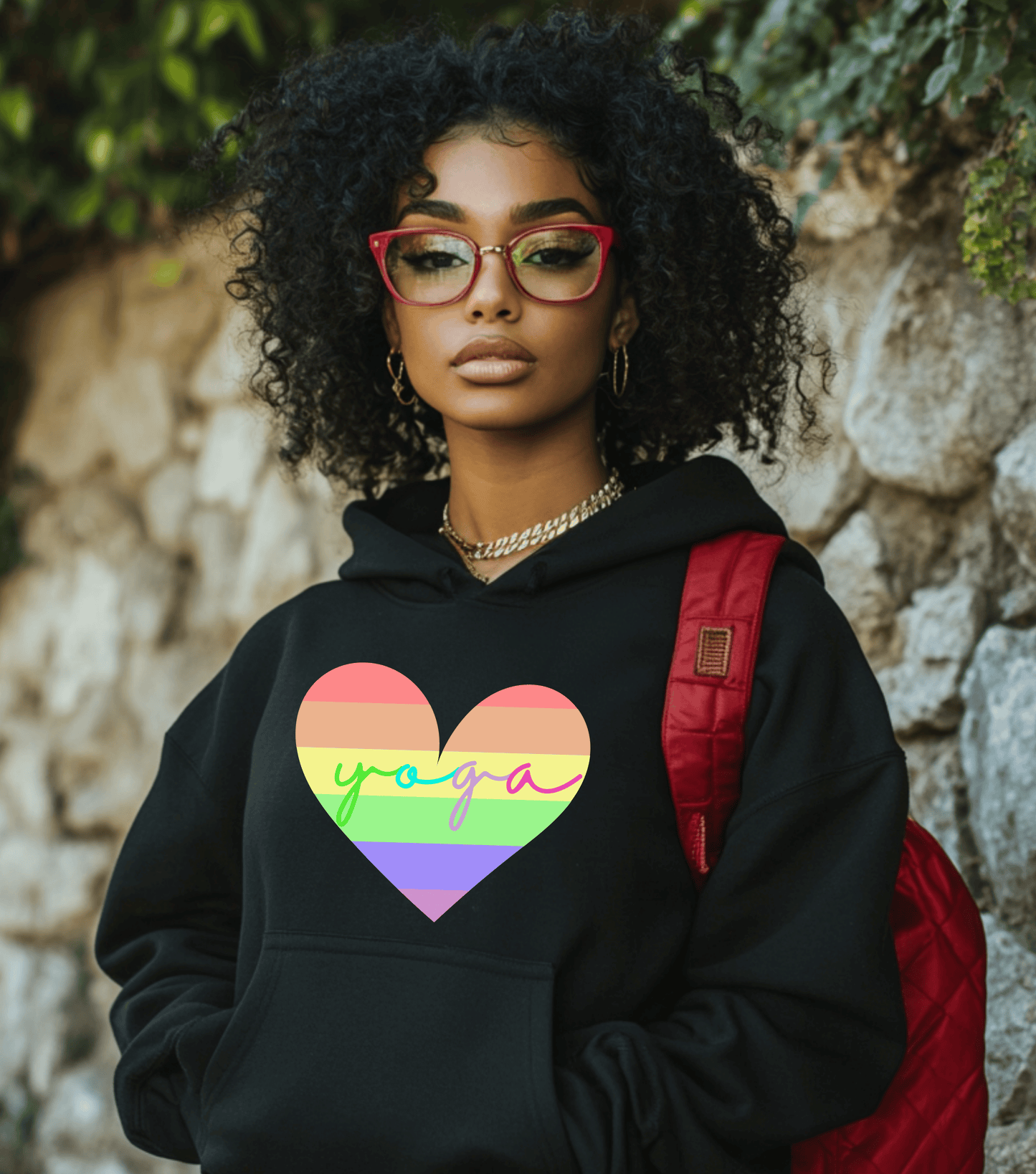 Rainbow Heart Yoga Hoodie | Meditation Chakras | Spiritual Apparel Breathwork | Gift For Him or Her | Unisex Men & Women's Hoodie